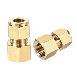 sourcing map Compression Tube Fitting G3/8 Female Thread x 10mm Tube OD Straight Coupling Adapter Brass, Pack of 2