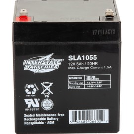 Interstate Batteries 12V 5Ah Battery (F1 Terminal) SLA AGM VRLA Rechargeable Replacement for Alarms, Security, Garage Door Openers for Chamberlain, Genie, Liftmaster, Craftsman, Workhorse (SLA1055)