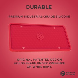 Rightcar Solutions Silicone License Plate Frames | The Original Premium Grade Silicone Car Plate Frame | Rust Proof, Rattle Proof, Weather Proof License Plate Holder (Red)