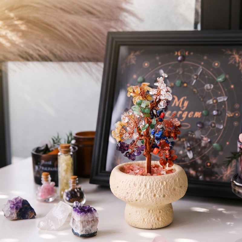 7 Chakra Tree of Life with Ceramic Pot & Himalayan