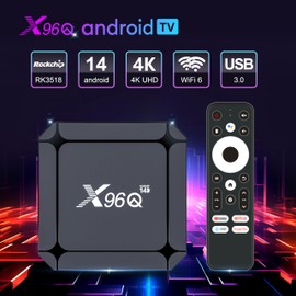 X96Q Android 14.0 ATV Box 16GB Quad-Core WiFi6 2.4G/5.8Ghz BT5.0 4K AV1 USB 3.0 Ultra HD Voice Control Smart Home Player