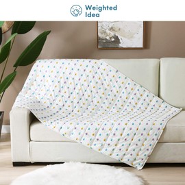 Weighted Idea Cooling Weighted Blanket Kids 7 lbs 41''x60'' (100% Cotton, Tree) with Premium Glass Beads