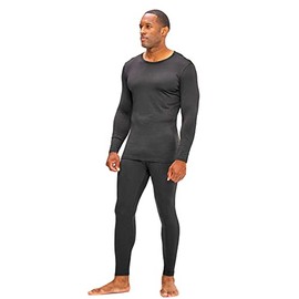 DEVOPS Men's Thermal Underwear Long Johns Set with Fleece Lined (Medium, Black)