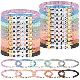Landical 30 Pcs WWJD Bracelets Easter Gift Jesus Friendship Bracelets Bulk Clay Bead Religious Christian Wristbands for Kids(Morandi)