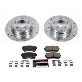 Power Stop K7505 Rear Z23 Carbon Fiber Brake Pads with Drilled & Slotted Brake Rotors Kit For Hyundai Sonata 2016-2019, Kia Optima 2016-2020 [Model Specific]