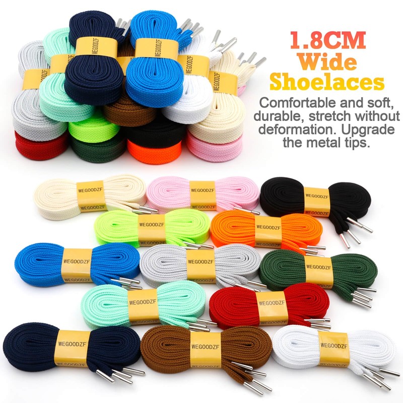 WEGOODZF Wide Flat Thick Shoelaces: Extra Fat Chunky Sneakers Shoe