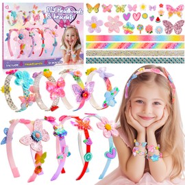 Geschenk Mädchen 3-9 Jahre, Bastelset Kinder ab 3-9 Jahre Schmuck Armbänder Selber Machen Haarreifen Mädchen Spielzeug Mädchen 3-9 Jahre Basteln ab 4-7 Jahre Geburtstagsgeschenk Kreatives für Mädchen
