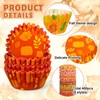 Whaline 400Pcs Fall Mini Cupcake Liners Thanksgiving Pumpkin Maple Leaves