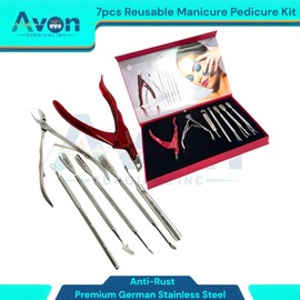 Manicure Pedicure Set of 7pcs Tools for Men and Women - Professional Salon & At-Home Use - with Nail Clippers, Nipper, Cuticle Cutter, Cuticle Pusher