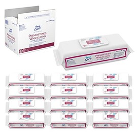 Dynarex Personal Cleansing Washcloth - Pre-Moistened Wet Wipes with Lanolin & Aloe Vera - Disposable Sheets for Incontinence, Personal Care, Make-Up Removal, 1 Case -12 Refill Packs of 50 Wipes