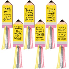 Skyygemm 12 Pcs Wood Teacher Bookmarks Bulk Teachers Appreciation Bookmarks Gifts Inspirational Bookmark with Tassel Thank You Gifts Graduation Gift for Teacher