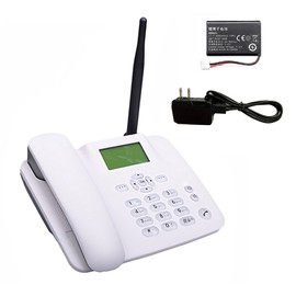Fixed Wireless Phone 2G Desktop Telephone Support GSM 850/900/1800/1900MHZ SIM Card Cordless Phone with Antenna Radio Alarm Clock SMS Funtion for House Home Call Center Office Company Hotel