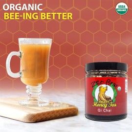 Zen Bear Organic Qi Chai Honey Tea - Rich India-Inspired Flavor Infused with Premium Black Tea, Cinnamon, Cardamom, Cloves, and Black Pepper, Sweetened Naturally with Raw Honey | 10 Oz Jar