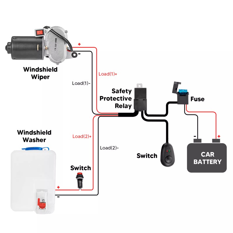 RI Electric Windshield Wiper Motor Switch Wire Kit For CFMOTO