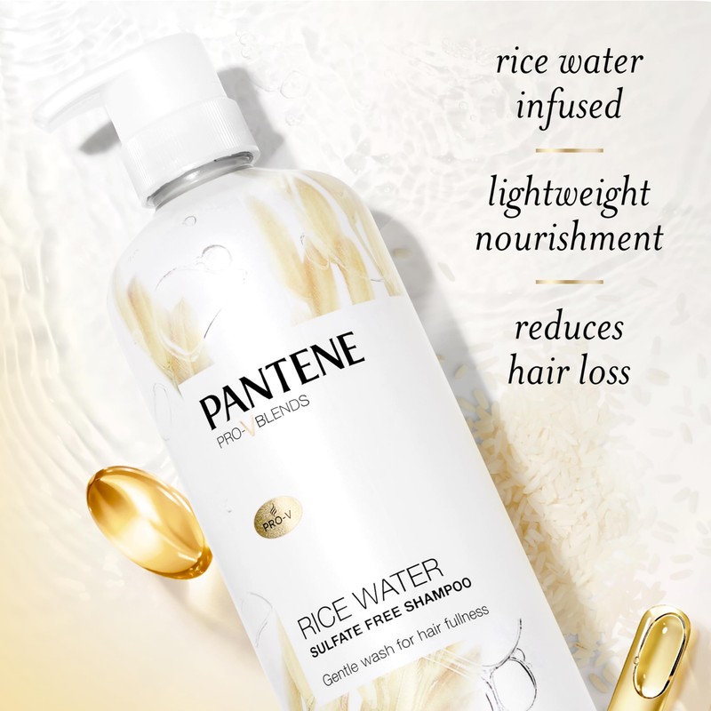 Pantene Sulfate Free Shampoo with Rice Water, Protects Natural Hair