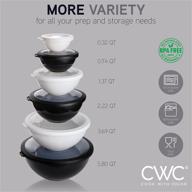 COOK WITH COLOR Mixing Bowls with TPR Lids - 12