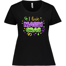 inktastic I Love Mardi Gras Confetti Women's Plus Size T-Shirt 4X 0040 Black 41bb3