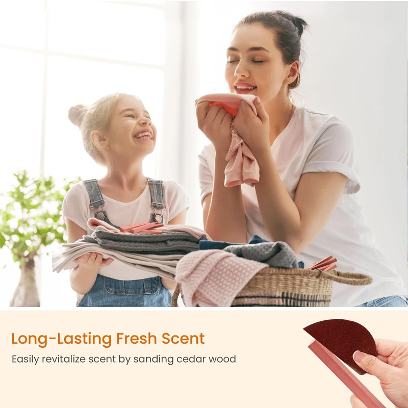 Homode Cedar Blocks for Clothes Storage, 50Pcs Cedar Sticks, Aromatic