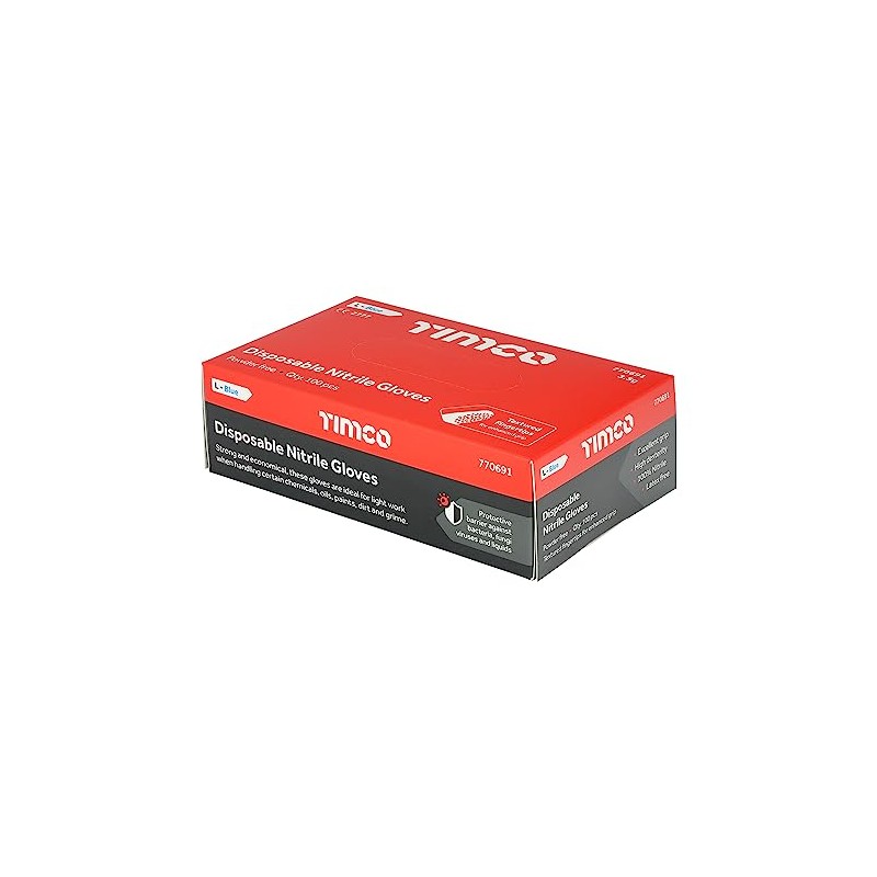 Timco - Nitrile Gloves - Blue (Size Large - 100