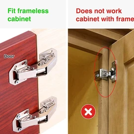 DOBOGA 2-Pack Hidden Hinges for Cabinet Doors Frameless, Concealed Cabinet Hinges, Surface Mount Hinges