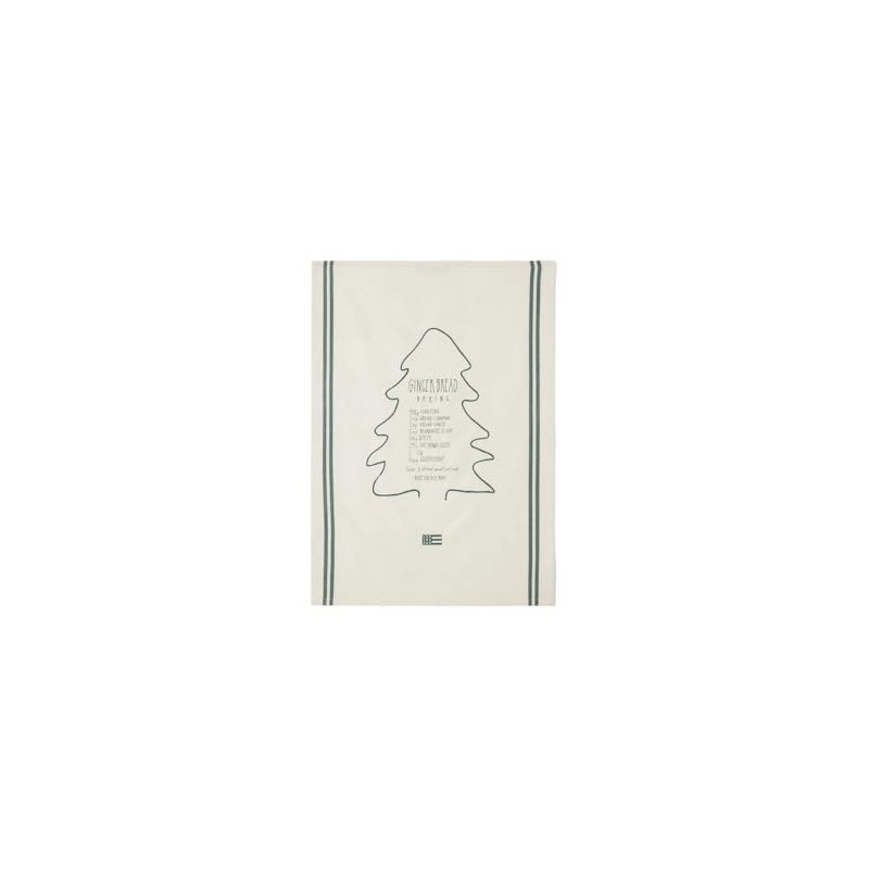LEXINGTON Gingerbread Org Cotton Kitchen Towel, White/Green, 50x70