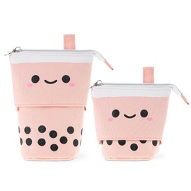 Qianyu Standing Pencil Case Cute Pop Up Pen Box Telescopic Makeup Pouch Stand-up Retractable Transformer Bag Kawaii Pen Holder Organizer Stationary for School Office Christmas Holiday New Year