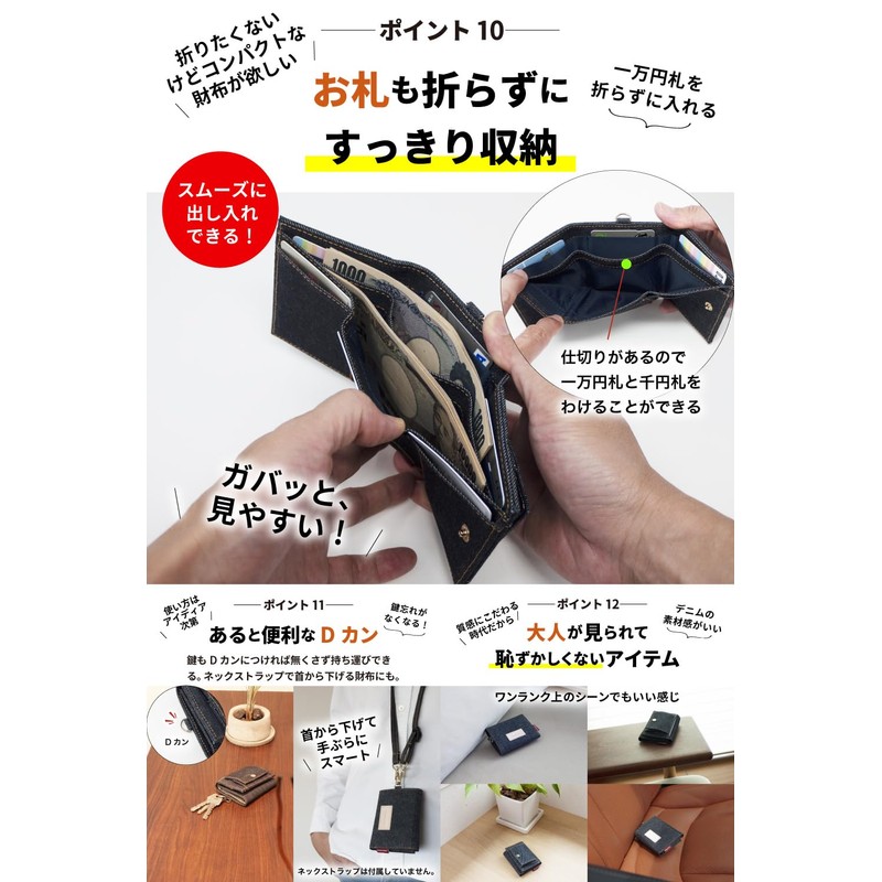 Need Network Japanese Proud Denim Mini Wallet, Trifold Wallet, Coin