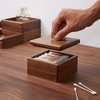 Sizikato Walnut Wood Q-Tip Box with Lid, Bathroom Cotton Swab