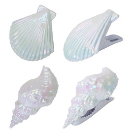 Wasise Beach Towel Clips - 4PCS Shell and Conch Shaped Towel Pegs for Sun Lounger, Duvet Clips, Clothes Peg Non Slip, Sunbed Pegs for Pool Chairs Lounge Chairs Large Laundry Clothes Pegs Duvets