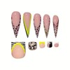 48Pcs Leopard French Tips Press on Nails Long Almond Fake