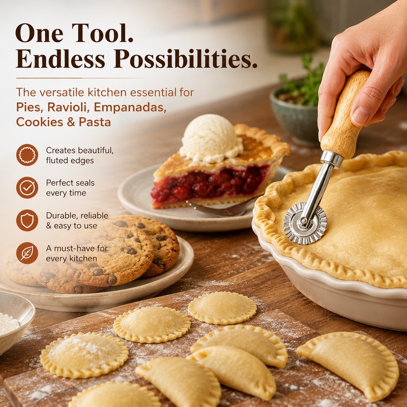 Ravioli Cutter for Pasta & Pastry – Fluted Stainless Steel