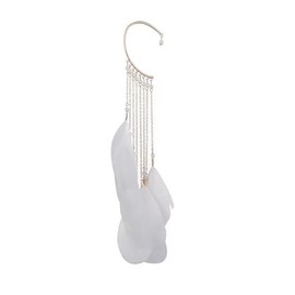 Feather Full Ear Cuff Bohemian Long Tassel Feather Clip Dangling Feather Ear Ring for Women-white
