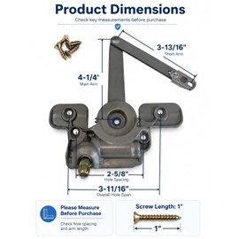 Ruigrit Casement Window Operator Split Arm, Non-Handed Compatible with Andersen E-Z Casement OEM 1361484, Die-Cast Zinc Window Crank Replacement, 1995 to Present