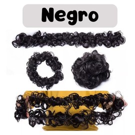 Extension De Cabello Banda Elástica Para Chongo Coleta 1pz banda para el pelo para mujeres (Cafe Medio Con Luces)