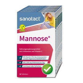sanotact Mannose+ • 6 x 30 mannose tablets high dose • with 2,000 mg D-mannose per day • D mannose with vitamin C