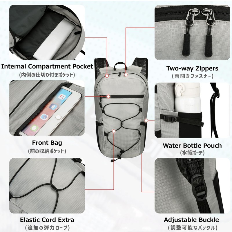 Azarxis 15L Hiking Foldable Backpack Ultra Light Daypack Hiking Backpack