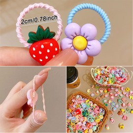 lurora2021 Pack of 80 Colourful Hair Bobbles Set Braid Bobbles Girls Hair Accessories Girls Hair Scrunchies Girls Many Styles Hair Bobbles Girls Set with Animal, Fruit, Flower and Bow Designs (Random
