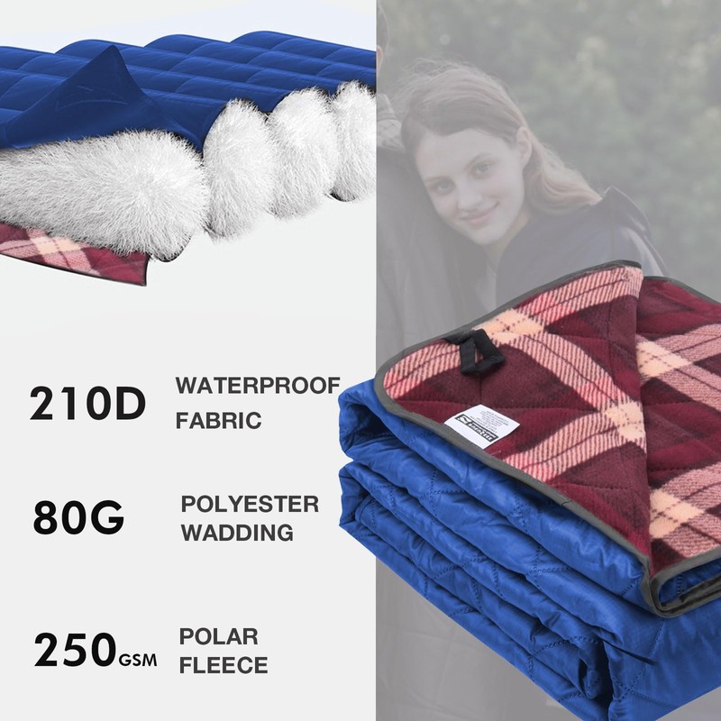 DUKUSEEK Waterproof Camping Blanket with Thick Fleece, Large Outdoor Blanket