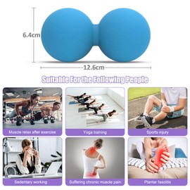 Peanut Massage Ball, Double Lacrosse Massage Ball, Mobility Ball, Therapy Massage Ball for Myofascial Release, Muscle Relaxer, Acupoint Massage, Sore Muscles, Deep Tissue Massage Tool (Blue)