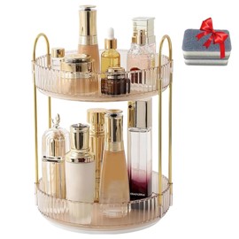 Organizador de Maquillaje de 2 Niveles  2Pcs Cepillos de Limpieza - Rotating Makeup Organizers, Corner Makeup Organizer, Adapta a Recámara, Baño, el  