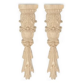 Crawopft 2Pcs Unpainted Wood Carved Applique onlays, 11.8x2.8 Inch Carving Decals Mouldings Trim Rome Column for Window Furniture Door Frame Cabinet Dressers Wardrobe Closet Fire Stove Surround Decor
