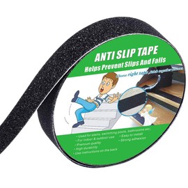 Yorwe Anti Slip Tape, High Traction,Strong Grip Abrasive, Not Easy Leaving Adhesive Residue, Indoor & Outdoor (1" Width x 190" Long, Black)