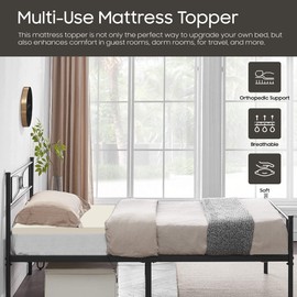 Treaton 1-inch Soft Foam Toppers with Orthopedic Benefits | Provides Proper Back Support and Relieves Pain, Extends Mattress Topper Life, Improves Better Posture, Twin, Yellow