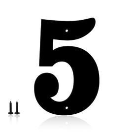 4 Inch Metal Modern House Numbers, House Address Letters and Numbers for Outside Signs - Metal Letters Door Numbers Signage Street Address Plaque for Garden Door Mailbox Decor (Number 5)
