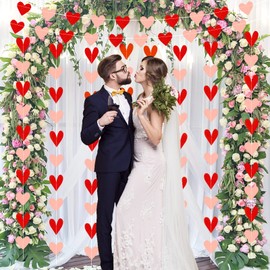 Valentines Day Decor 10Pack Heart Garland Banners Valentines Party Decorations Supplies Wedding Banner Engagement Banner Photo Props Valentines Decoration Heart Banners Home Party Decors 100 Hearts