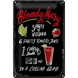 Blechschild 30 x 20 cm Bloody Mary Cocktail Recipe - DekoNo7