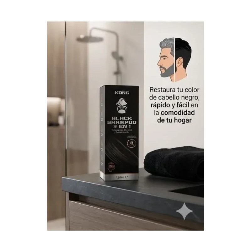 Shampoo Colorante Kong 3 En 1 Cubre Canas Fácil