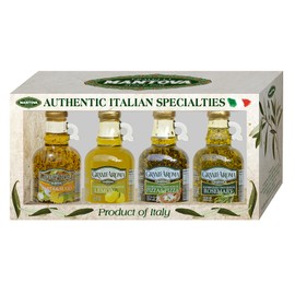 Mantova Grand'Aroma Extra Virgin Olive Oils, Variety Gift Set, 8.5 oz Bottles, Rosemary, Lemon, Pasta & Sugo, Pizza & Pizza Flavors, Made in Italy (Pack of 4)