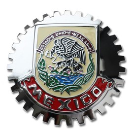 Premium Mirror Chrome Red ISO 9001 Mexico Eagle Flag Grill Badge Mexican Emblem for Trucks and Cars
