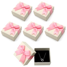 APOMOONS 6 Pack Small Gift Boxes 7.5x7.5x3.5cm Jewellery Gift Box with Lid and Bow-Knot Ring Earrings Necklace Bracelet Small Gift Box for Jewellery Paper Boxes for Gifts Presents